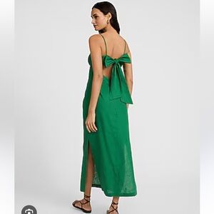 Express Linen-blend Sleeveless Open Back Bow Midi Dress